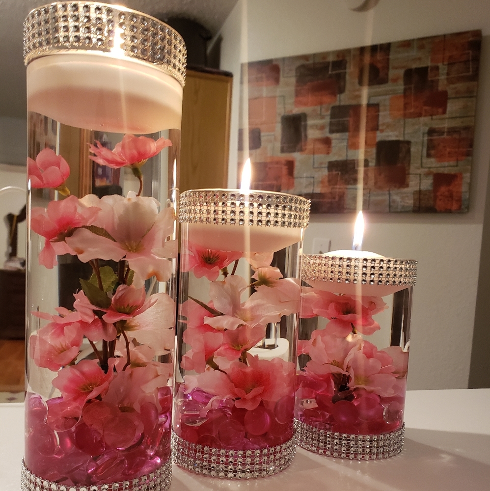 Adore"💞💞 3 Piece  Floating Candle Vase Set